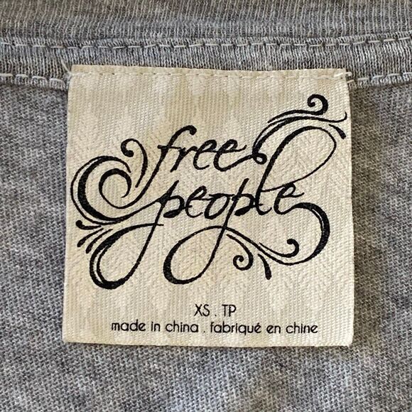 Free People XS Gray Knit Top • Mesh Balloon Sleeve Pullover • Boho Slouchy Casua - Picture 3 of 8